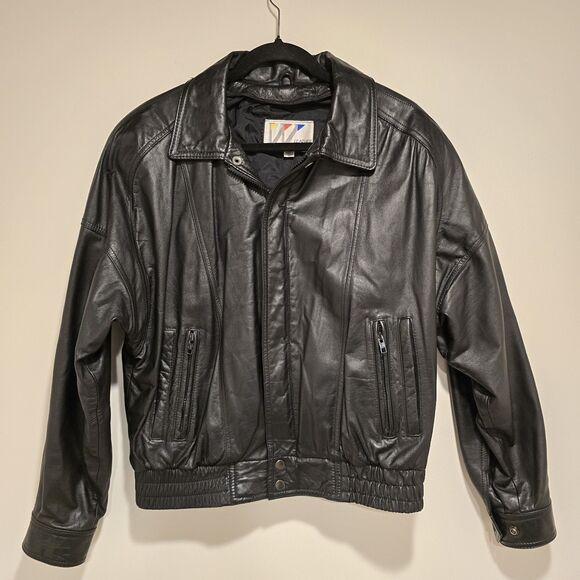Vintage 80s Wilsons Leather Jacket Coat Mens Medium Bomber Aviator Biker Grunge - Picture 1 of 14